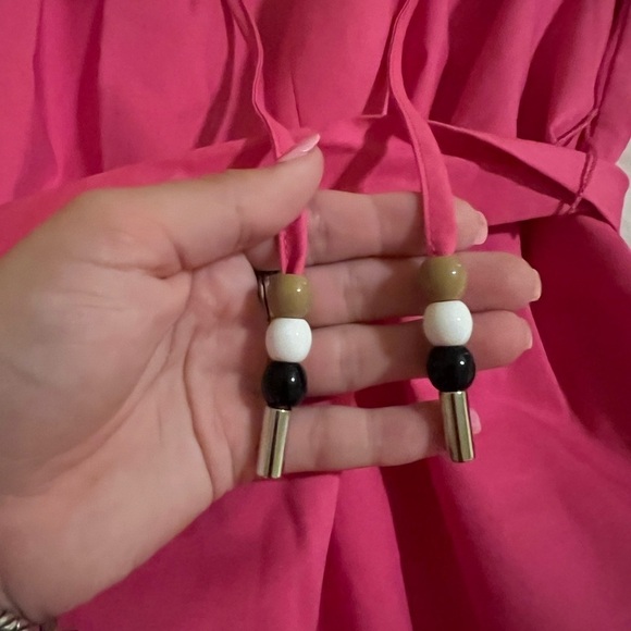 BOSS Dapera Long Sleeve Cotton Blend Dress in Flamingo - Picture 8 of 9